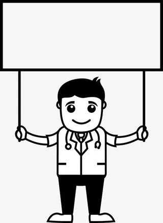 医生手举标牌免抠