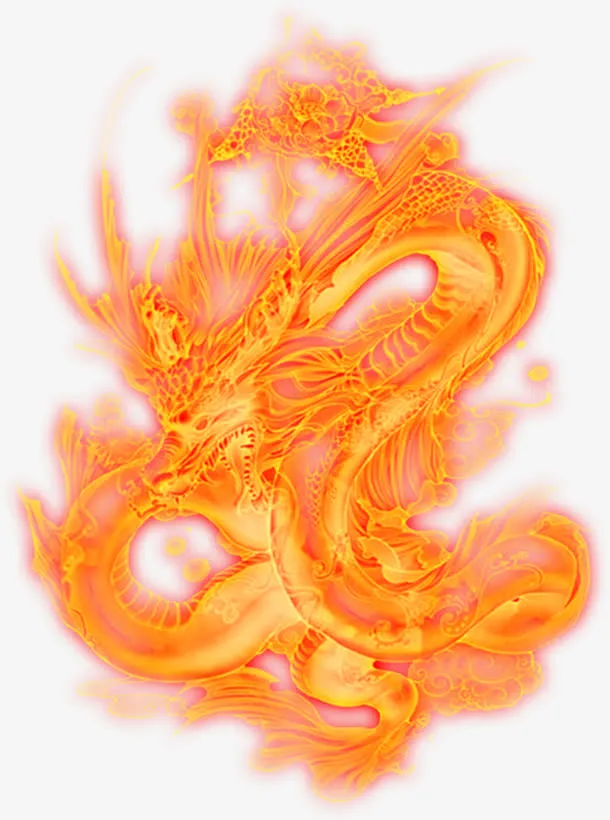金色火焰龙纹欧式花纹免抠