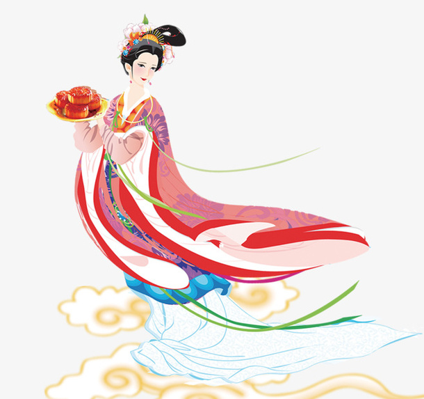 嫦娥奔月图元素免抠节日中秋节元素