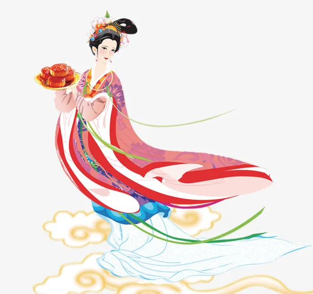 嫦娥奔月图元素免抠节日中秋节元素