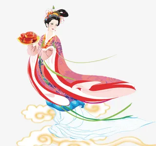 嫦娥奔月图元素免抠节日中秋节元素