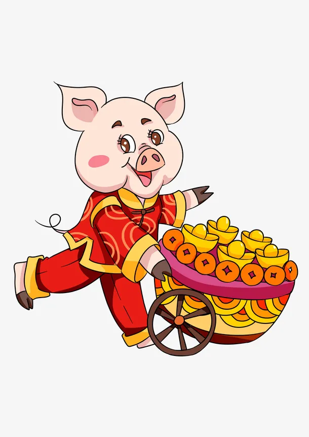 猪年卡通猪恭喜发大财免抠