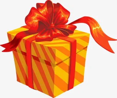 矢量手绘打着蝴蝶结的黄色礼盒免抠