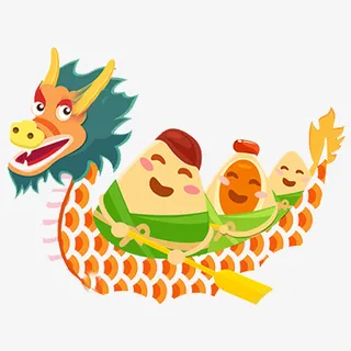 彩色可爱装饰龙舟设计字体免抠