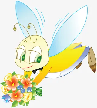 手捧鲜花的蜜蜂免抠