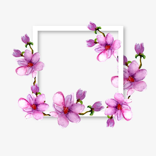 矢量樱花相框免抠