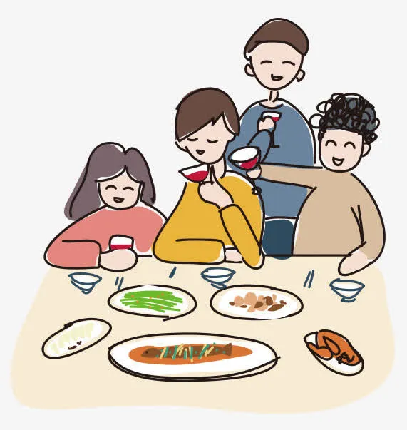 卡通家人聚餐免抠