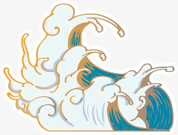 梦幻唯美国潮浪花免抠