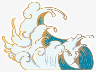 梦幻唯美国潮浪花免抠