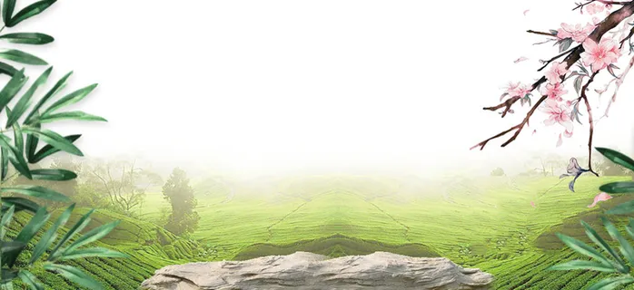 桃花节春天踏青渐变绿banner高清