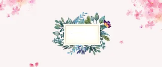 春天花瓣简约白色banner背景高清