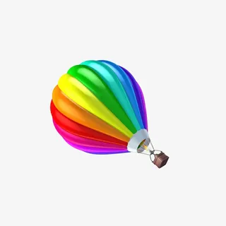美丽的七彩热气球免抠