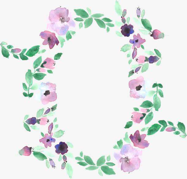 水彩牵牛花藤免抠