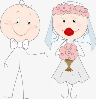 卡通新郎新娘免抠