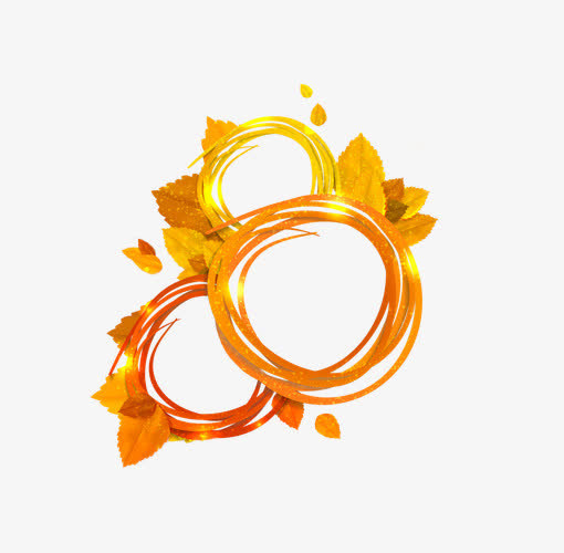 黄色叶片光环边框免抠