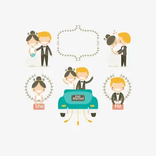 卡通婚礼新人矢量素材免抠