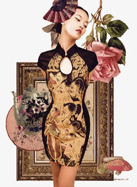 穿旗袍的女性免抠