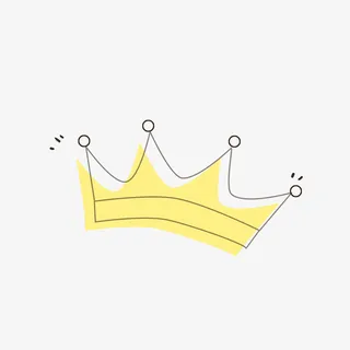 卡通金色简笔画王冠免抠