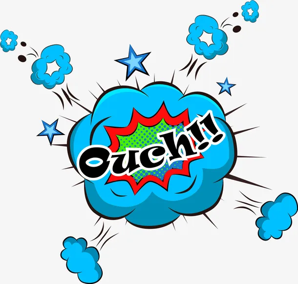 蓝色ouch符号免抠