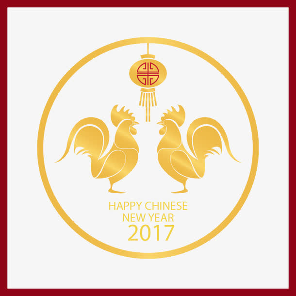 红色边框大公鸡免抠