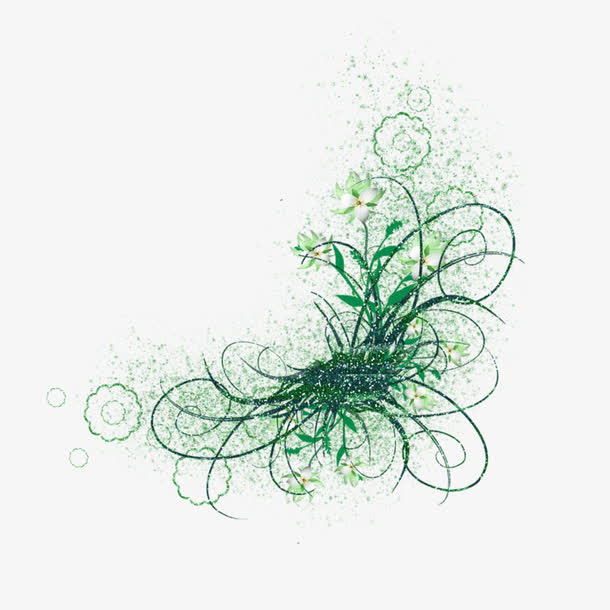 卡通手绘绿色藤蔓植物免抠