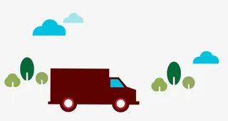 矢量扁平化红色货运车免抠