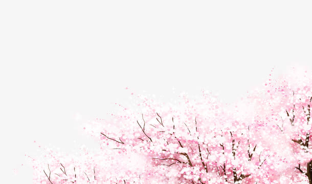水彩樱花树装饰图案免抠
