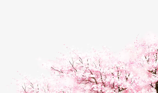 水彩樱花树装饰图案免抠