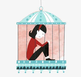 在牢笼里遗憾的女子免抠