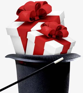 黑色魔术帽魔术棒和魔法礼盒免抠