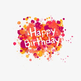 水墨手绘生日快乐素材免抠 水墨手绘生日快乐素材免抠