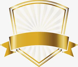 金色盾牌绸带免抠