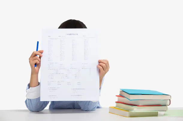 手举卷子的学生免抠