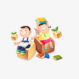 卡通快乐学习的儿童人物免抠