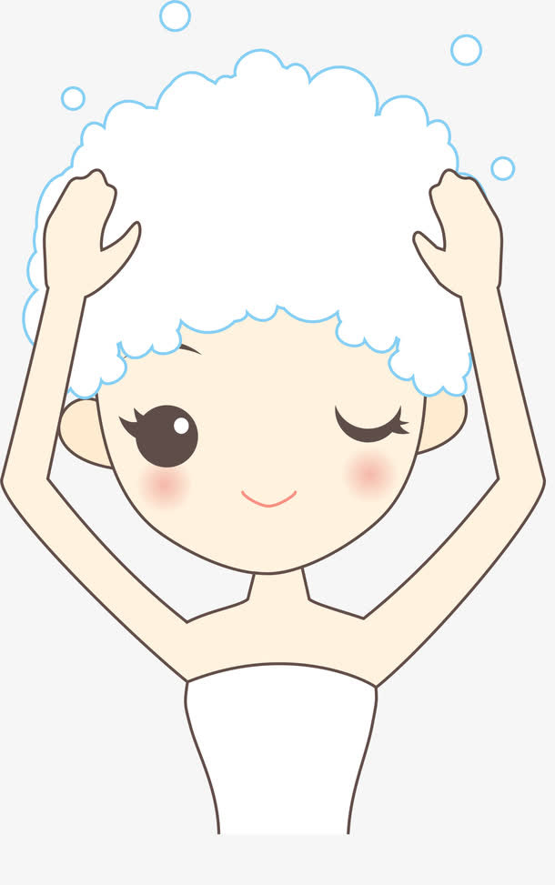 卡通洗发女生免抠