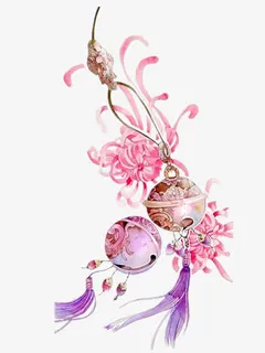 红色铃铛古风铃铛菊花免抠