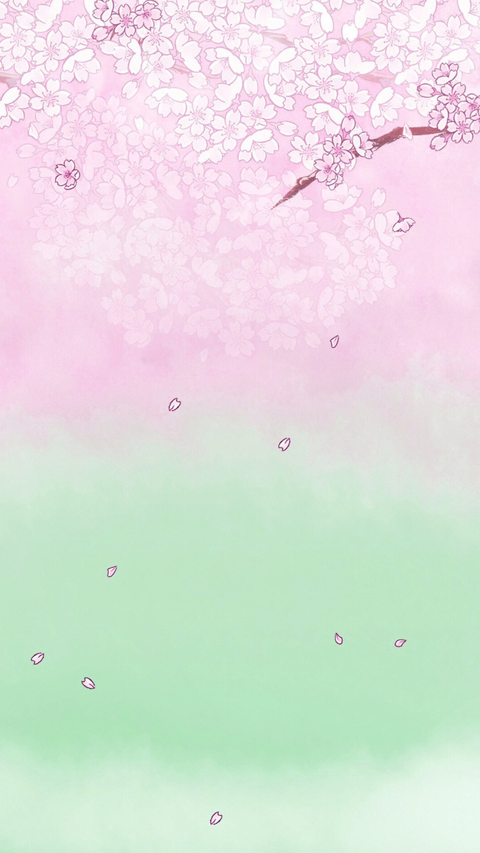 春天桃花插画手机端H5背景高清