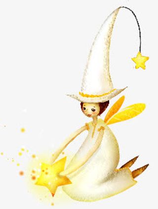 手绘可爱梦幻花仙子摘星星造型免抠