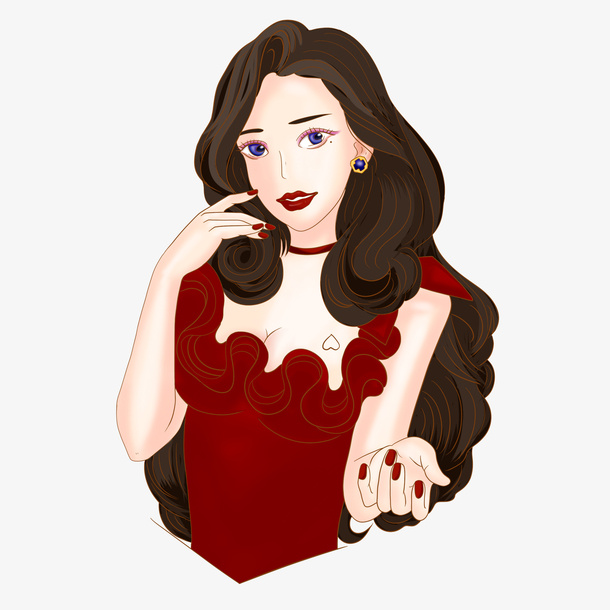 美丽的红衣女郎免抠