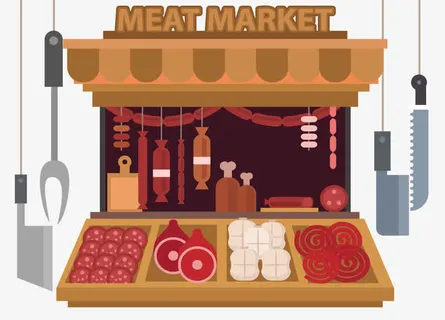 卡通矢量肉店免抠手绘/卡通卡通元素