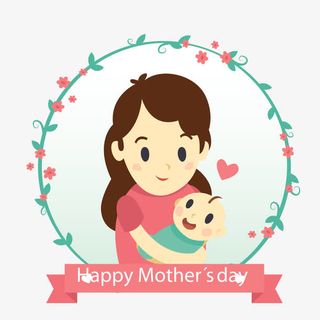 卡通母子母亲节贺卡矢量素材免抠