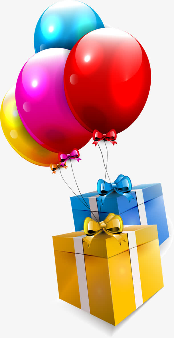 卡通可爱海报多种颜色气球免抠