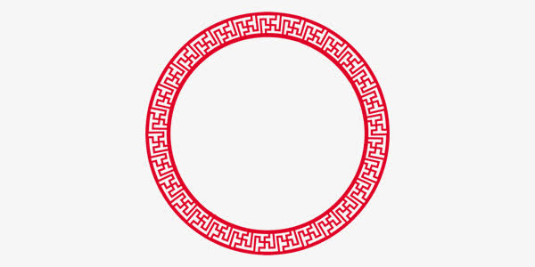 红色喜庆精致圆圈边框纹理免抠
