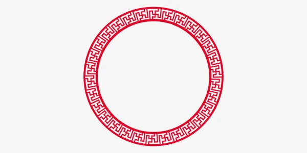 红色喜庆精致圆圈边框纹理免抠