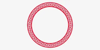 红色喜庆精致圆圈边框纹理免抠