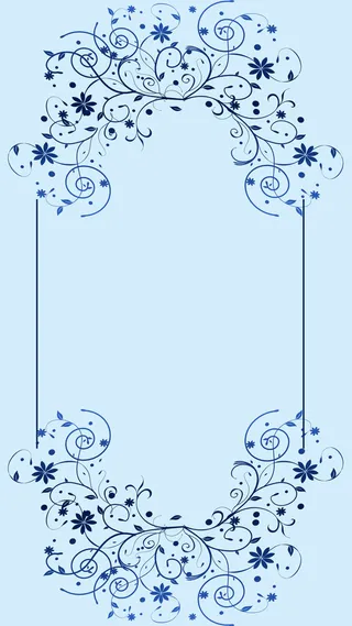 蓝色欧式花纹边框H5背景素材高清