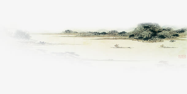 水墨山画免抠
