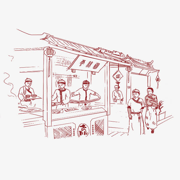 古代面馆日常场景免抠