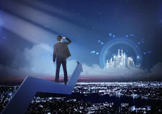 商务人士眺望商业平面广告高清