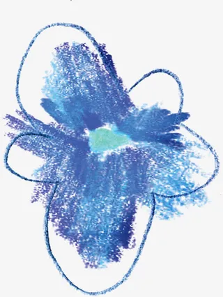 手绘蓝色涂鸦蜡笔小花装饰免抠